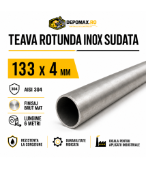 Teava rotunda inox sudata AISI 304, 133 x 4 mm, 6 metri Teava rotunda inox sudata AISI 304, 133 x 4 mm, 6 metri